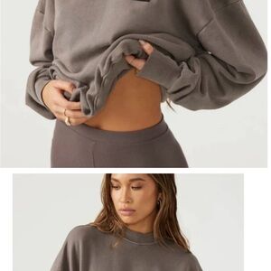 Joah Brown Gray Crew Neck Sweater Relaxed Fit